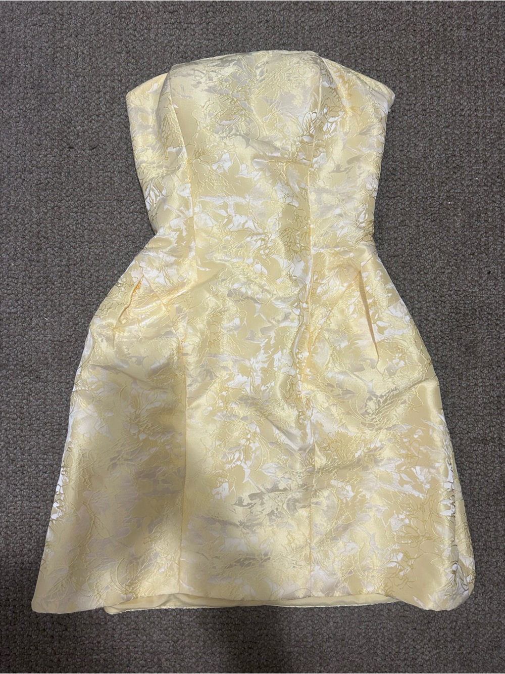 Yellow Floral Brocade Strapless Dress Bodice